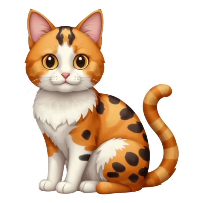 full body patchy calico tabby cat sticker