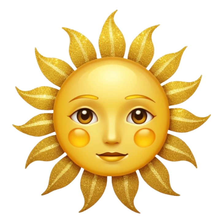 sun in 2d golden glitter in colour without face sticker