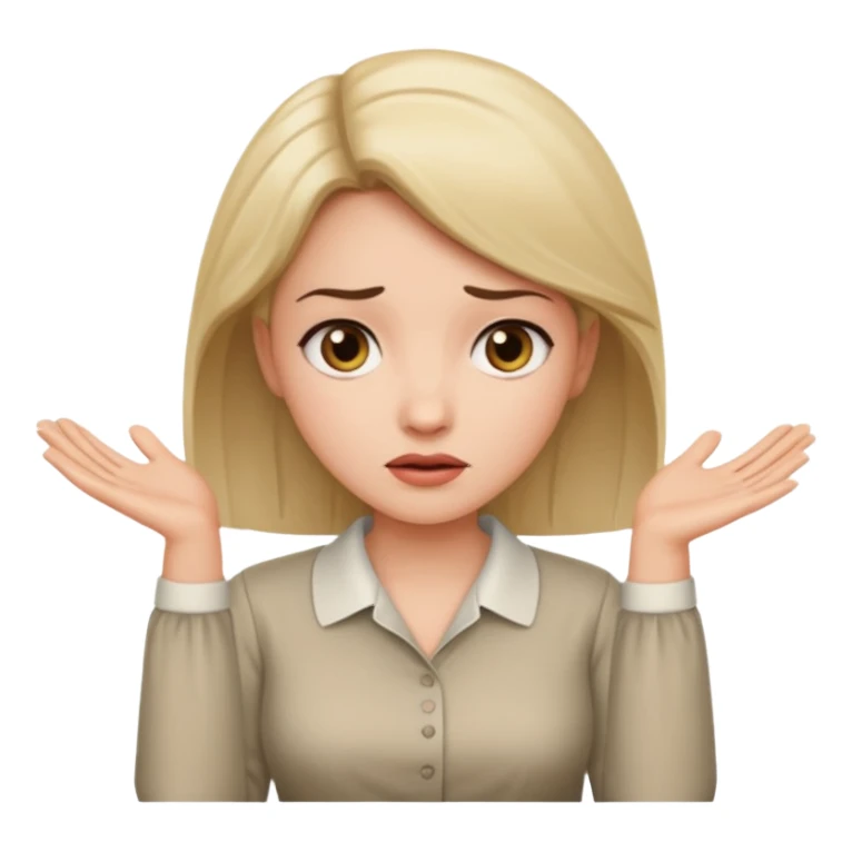 woman shrugging, neutral expression sticker