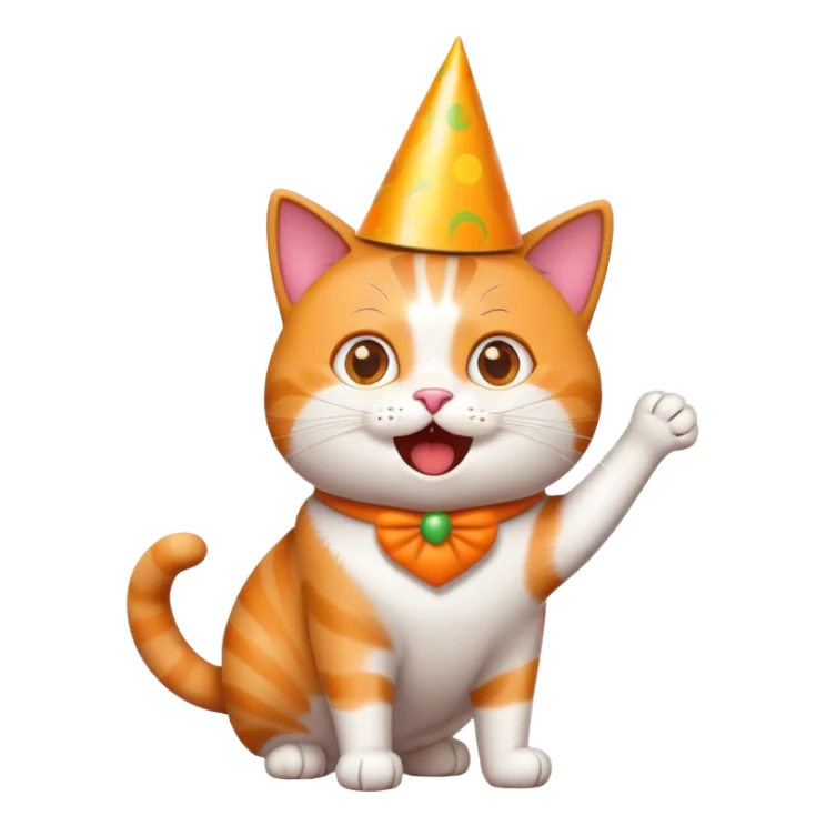 Make another cat emoji like this 😿 but really excited partying sticker