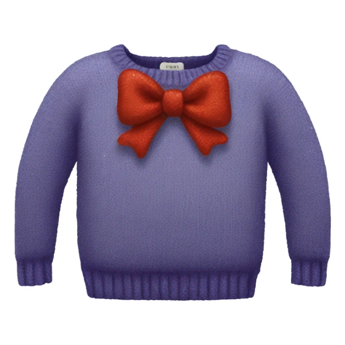 Knit sweater with bow glitter design sticker