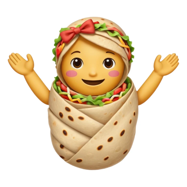 A burrito with arms bow on top sticker