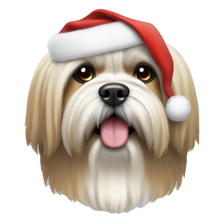 Lhasa apso with a santa hat sticker