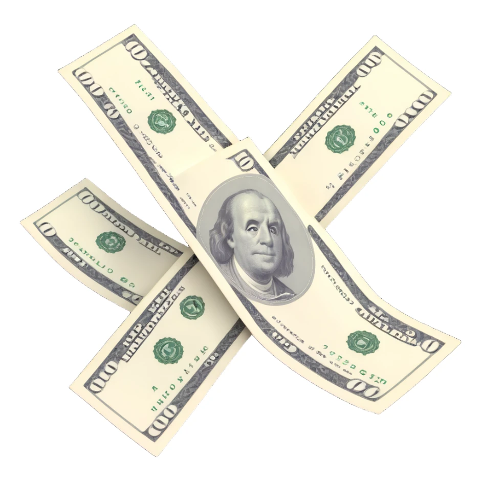 three 100 dollar bills sticker