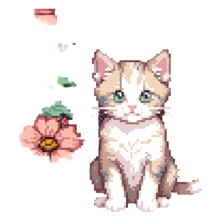 Kitten and flowers sticker