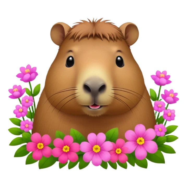 Capybara with flowers sticker