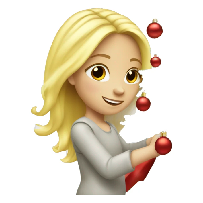 Blond Girl decorating Christmas tree sticker