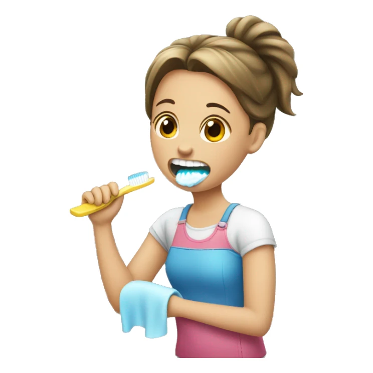 A girl brushing teeth sticker
