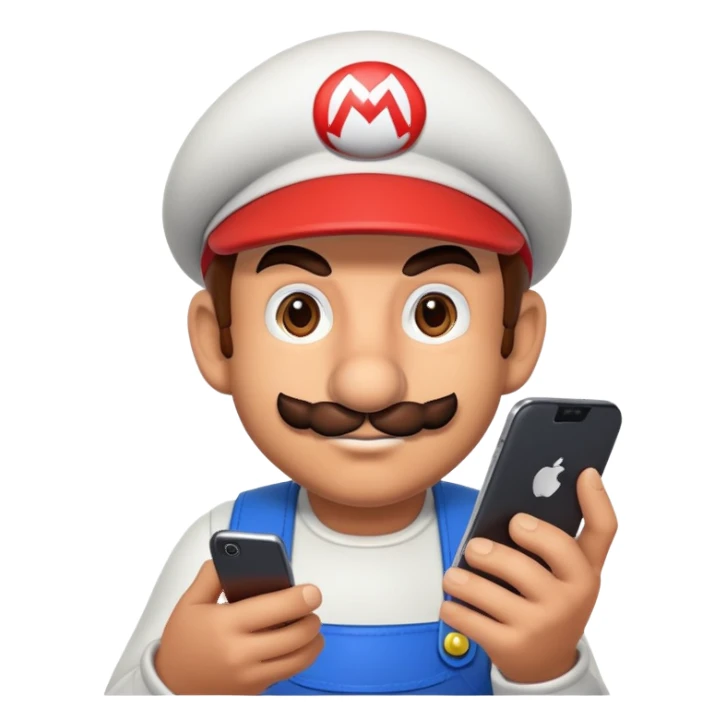 Mario character holding a smartphone sticker