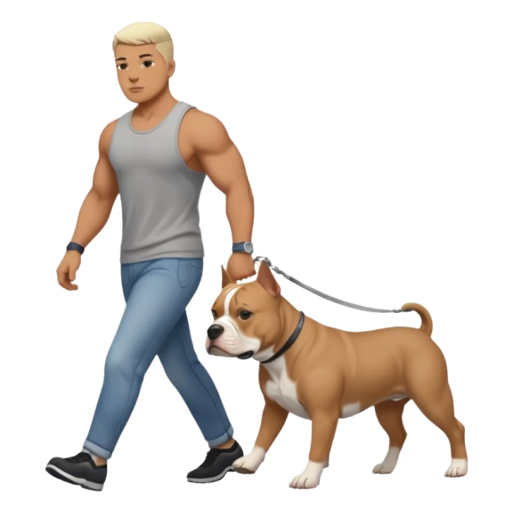 Guy walking an American Bully sticker