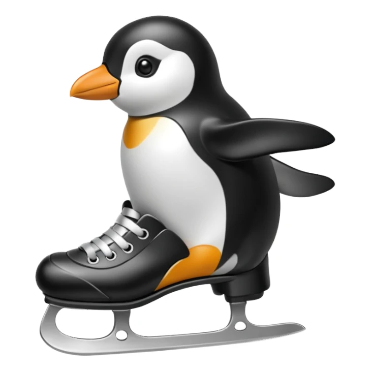 penguin with ice skates  sticker