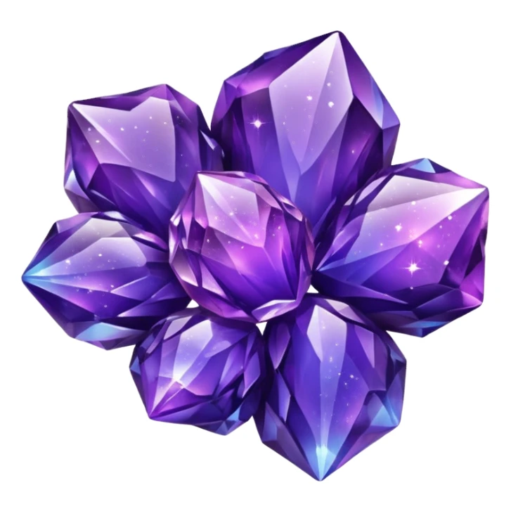 glossy purple glass nebula crystal clusters sticker