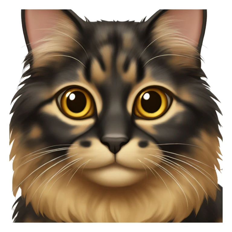 Tortoiseshell colored cat, long haired, mostly black fur sticker