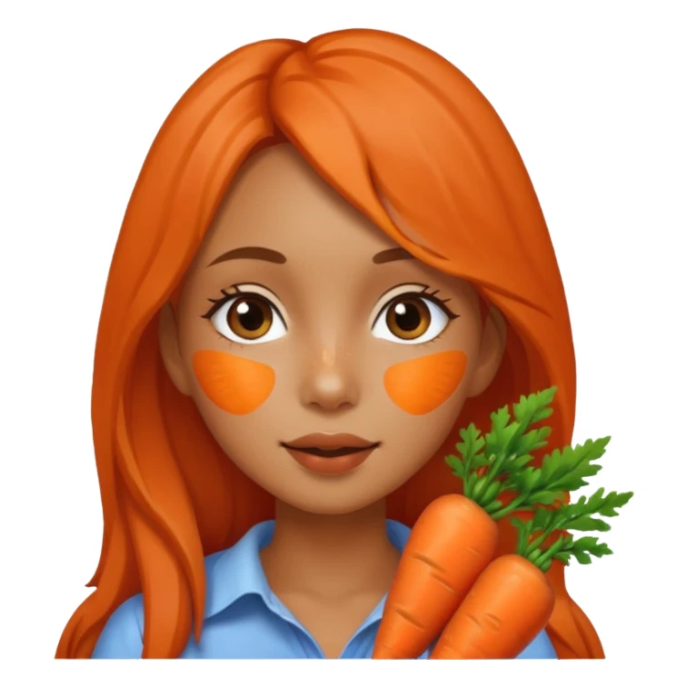 Girl using carrot for a glowy skin sticker