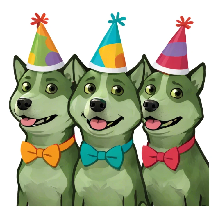 Three Siberian huskies birthday party sticker
