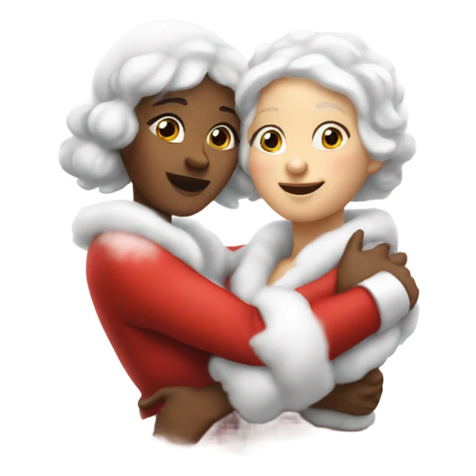 two white mrs claus hugging sticker