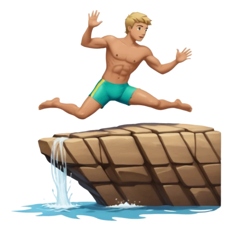person diving off a cliff into water sticker