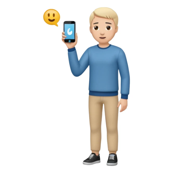A 3D full body bitmoji talking on mobile with someone sticker