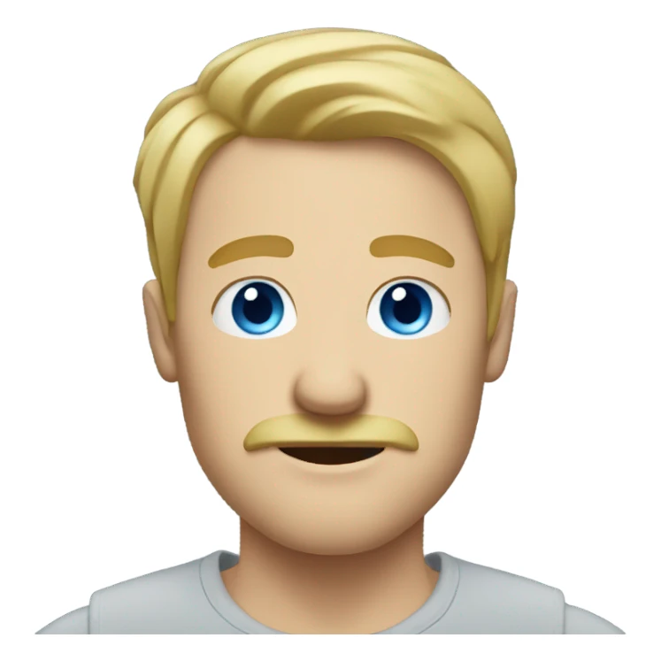 Blonde man, blue eyes with mustache sticker