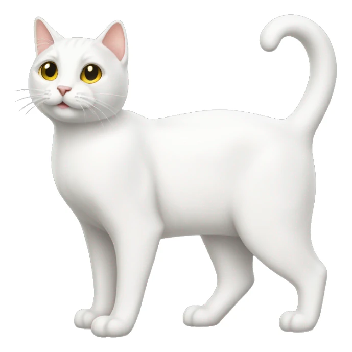 standing white cat，full body，rear view sticker