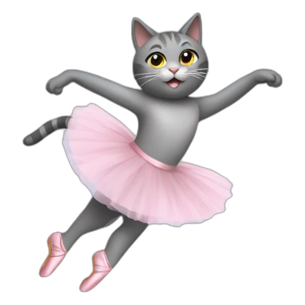 Gray cat doing ballet with point shoes on  sticker