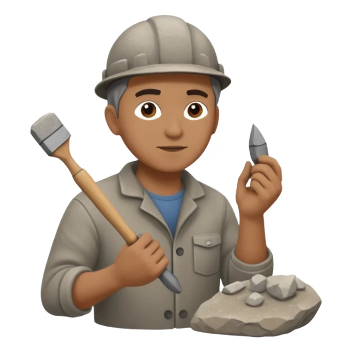 a sculptor during sculpting rock sticker