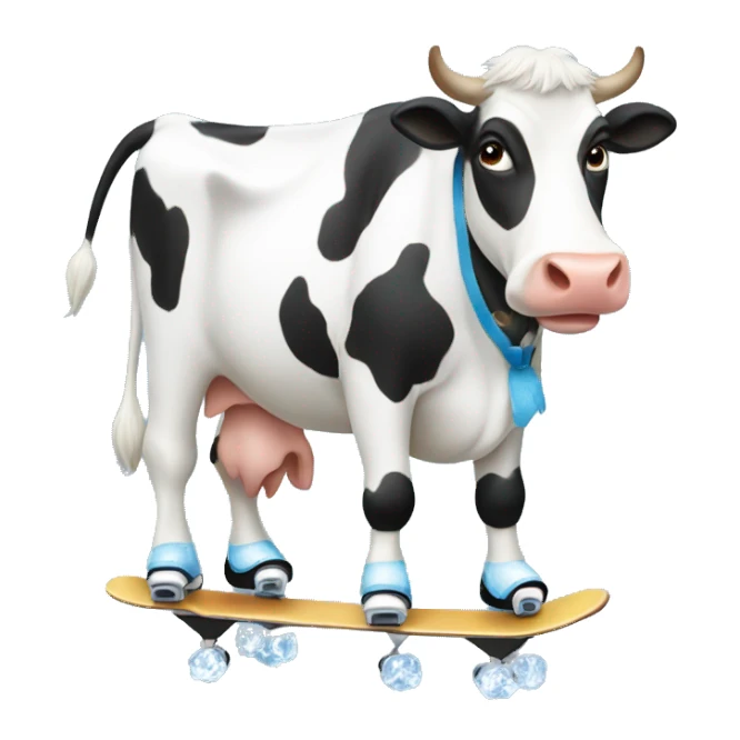 A cow which is ice skating  sticker