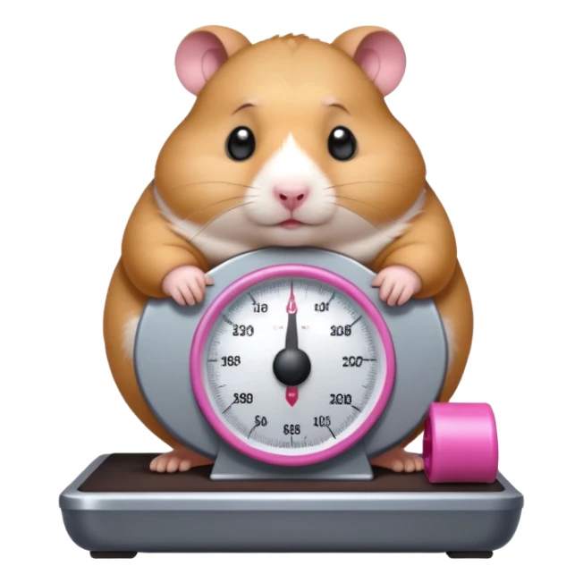 fat hamster big belly stepping on a broken scale looking guilty sticker