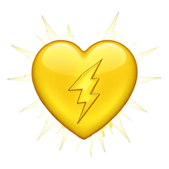 yellow heart with a lightning glow sticker
