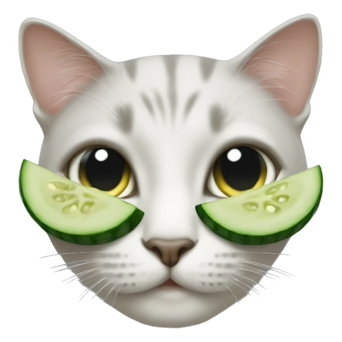 Cat with cucumbers on their eyes sticker