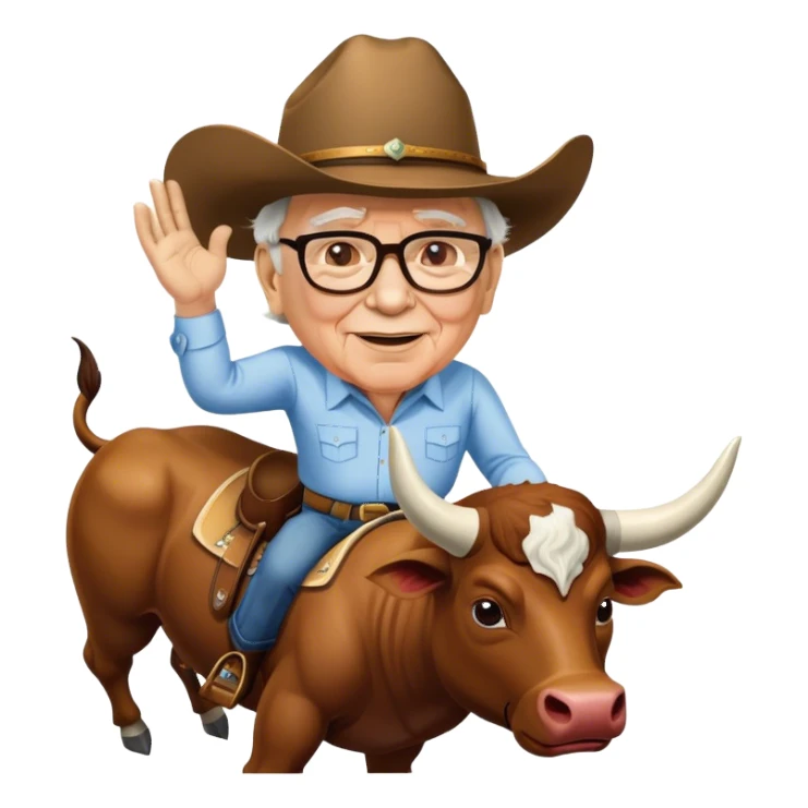 Warren Buffet riding bull sticker