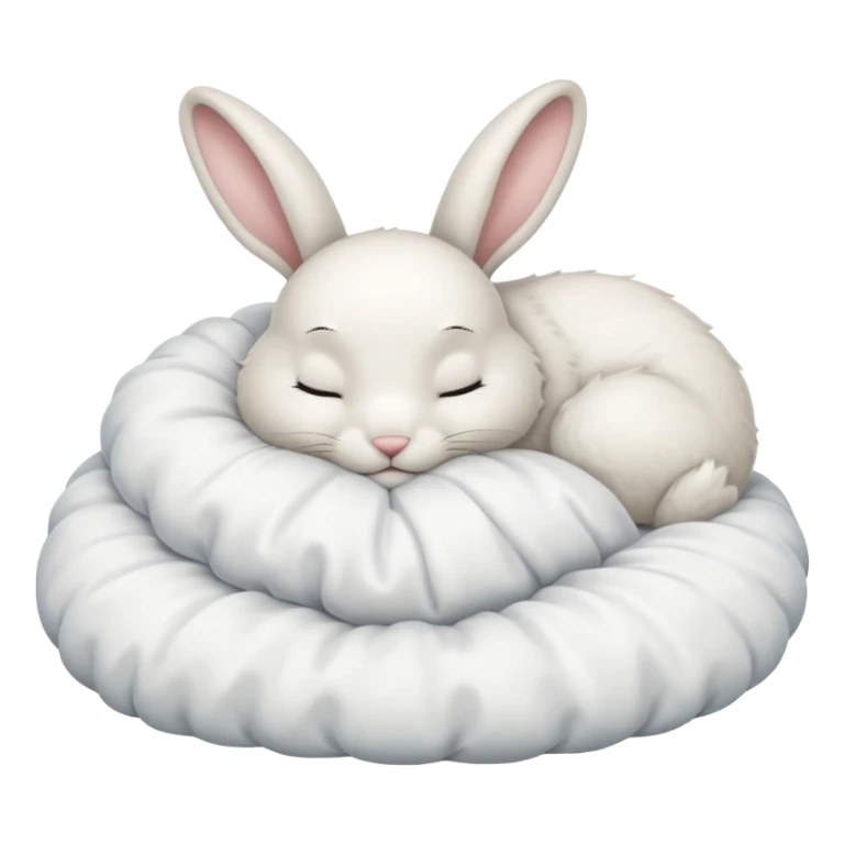 cartoon white rabbit asleep in bed sticker