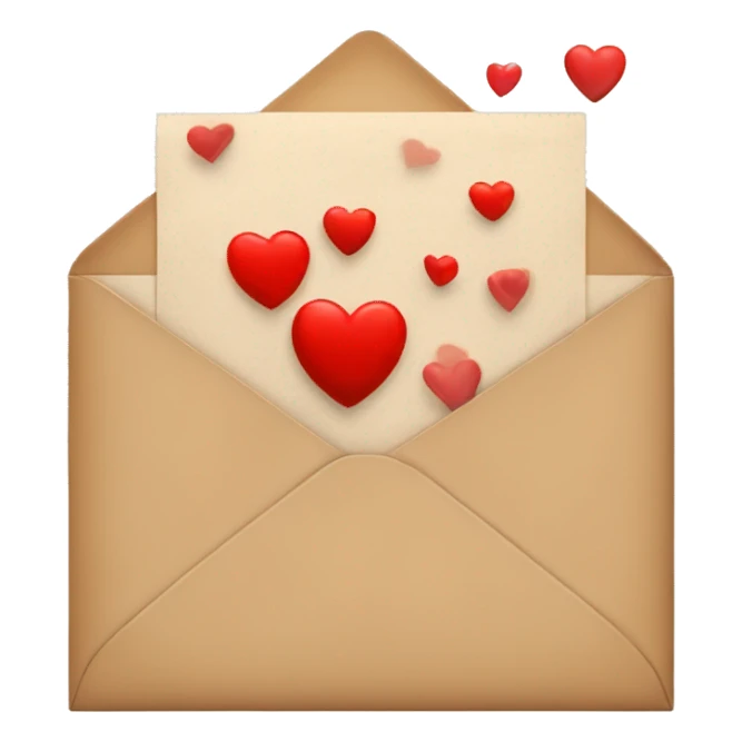 Tan envelope with red hearts all around  sticker