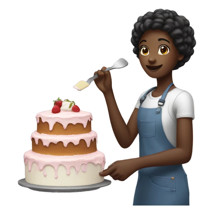Black girl making a cake sticker