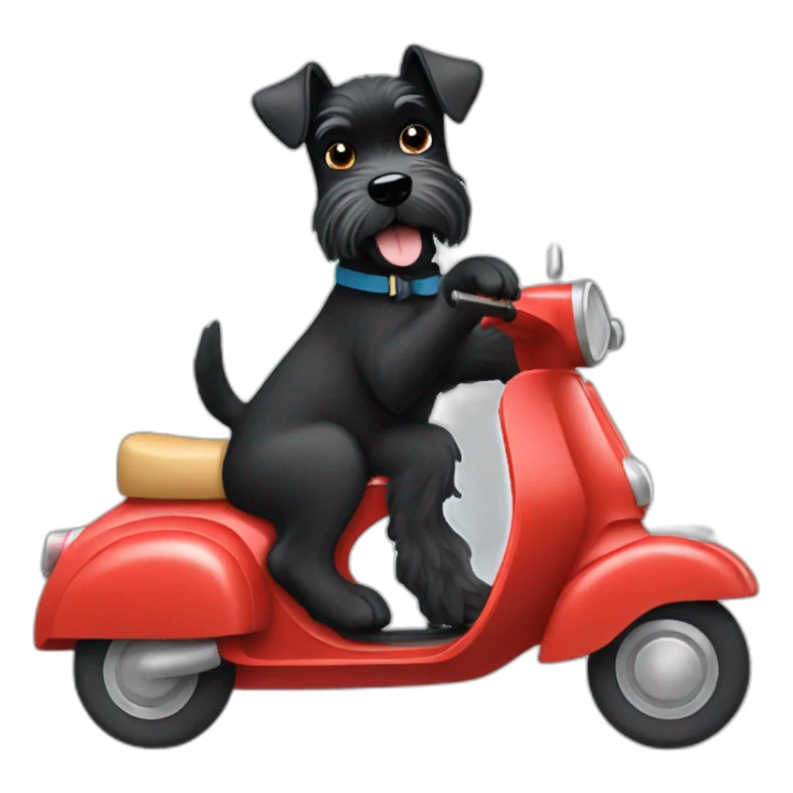 Miniature black Schnauzer driving a vespa sticker