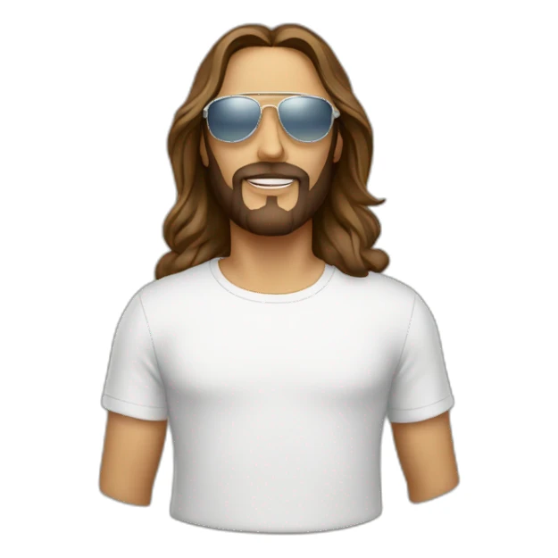 Jesus with clear aviators and tshirt sticker