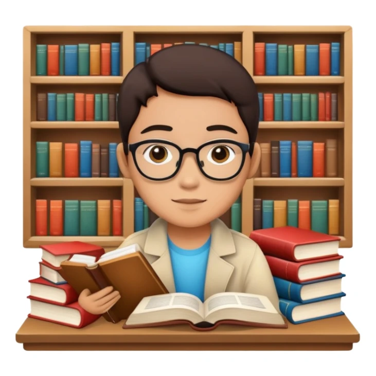 Indonesian student with books studying sticker