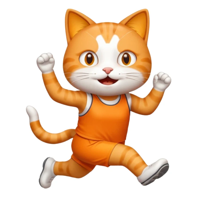 happy cat finishing a marathon sticker