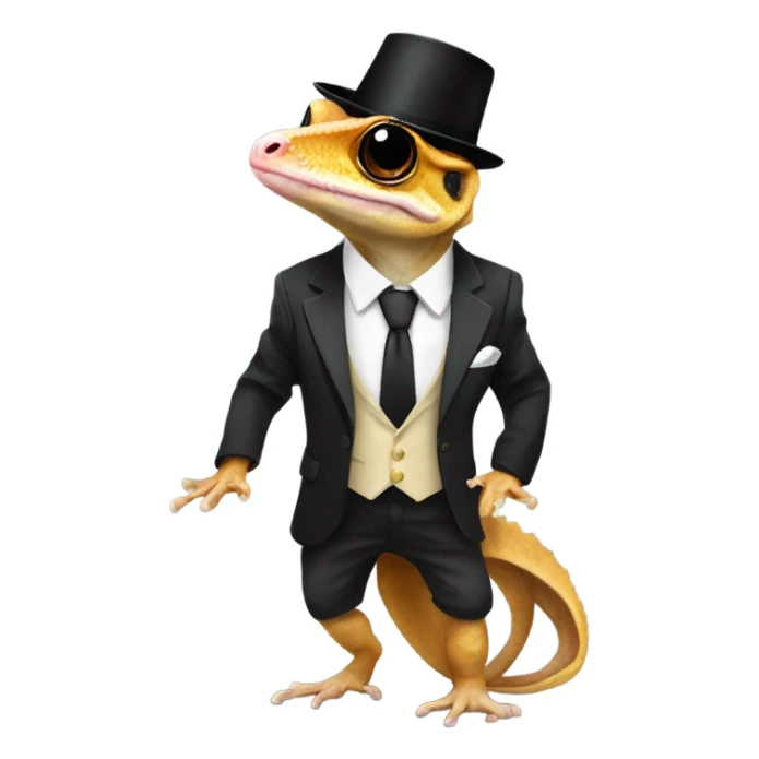 Crested gecko wearing a suit sticker