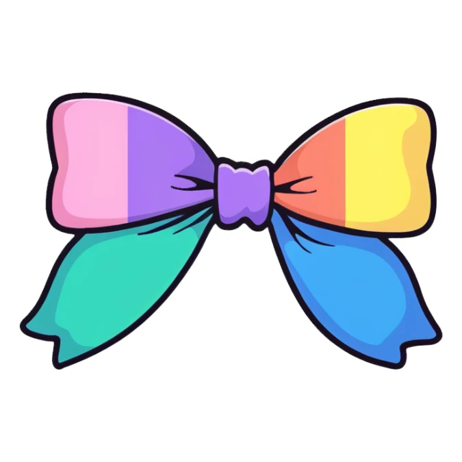 pastel rainbow striped bow with sparkles sticker