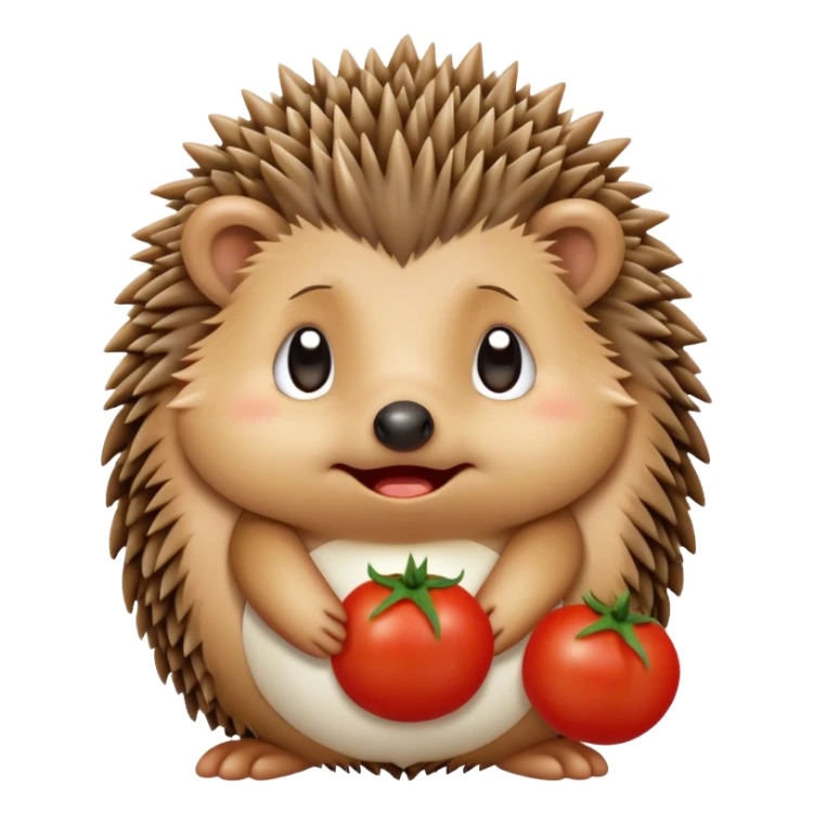 hedgehog crying with tomatoes sticker