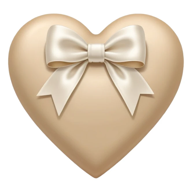 beige heart with white bow sticker
