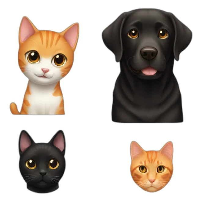 black labrador and orange cat sticker