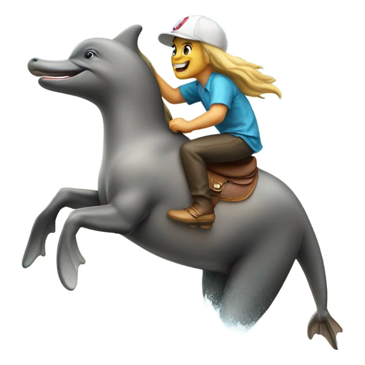 Dolphin riding a bronco sticker