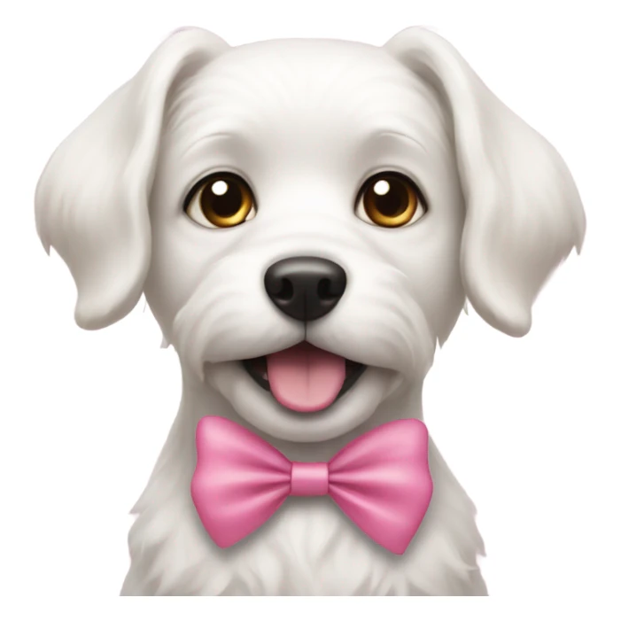 white dog with pink bow sticker