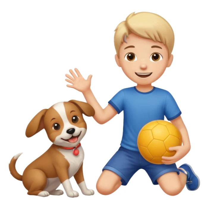 kid and dog playing with ball sticker
