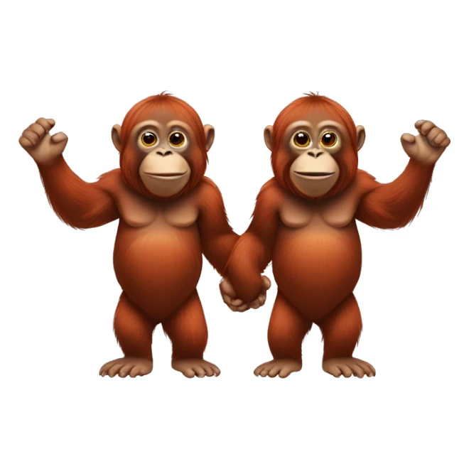 two orangutans holding hands sticker