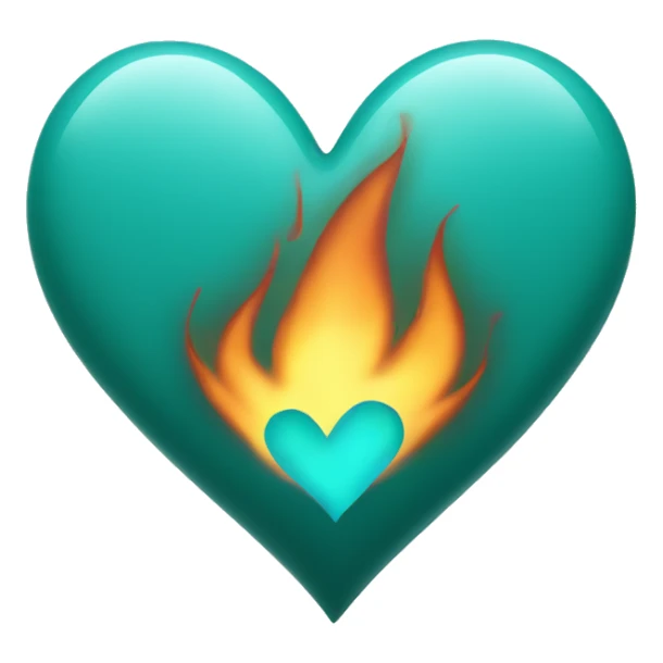 Teal heart with flames sticker