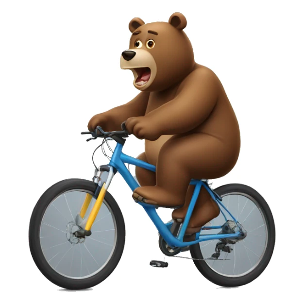 scared chubby brown bear on a road bike sticker
