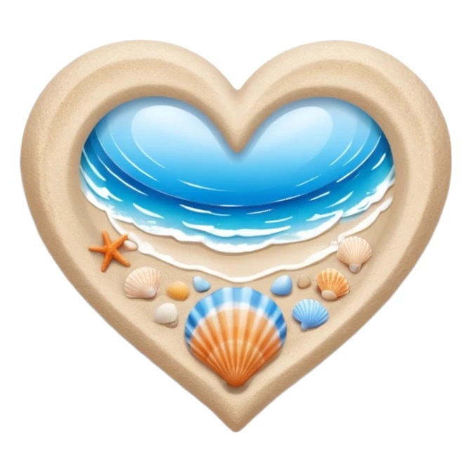 beach themed heart sticker